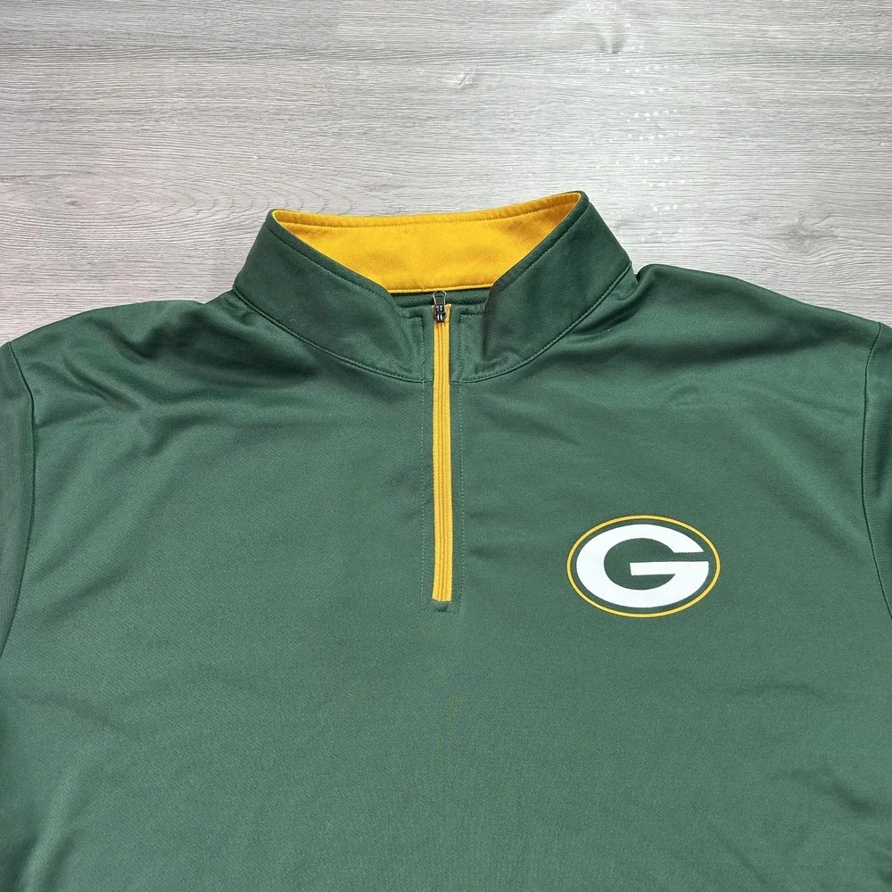 Green Bay Packers Pullover‎ Mens XL Green NFL Football 1/4 Zip Shirt Majestic